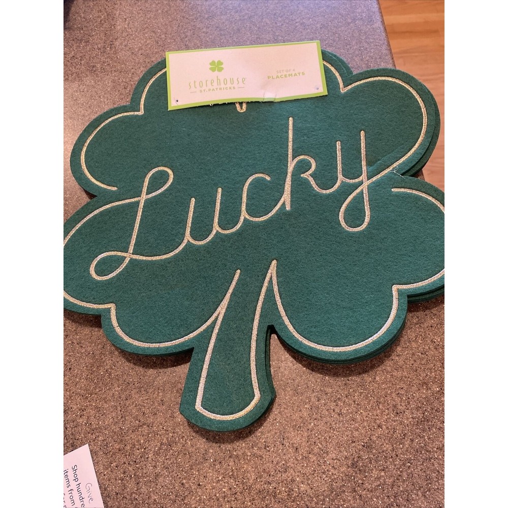 St. Patrick's Day Lucky Irish Shamrock Laser Cut 16" Felt Placemats Set of 4